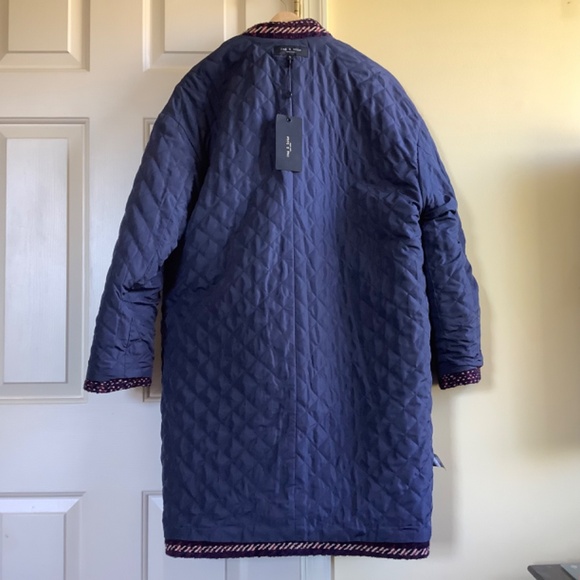 Rag & Bone Estelle Cocoon Wool Blend Plaid Coat Purple SZ Large - Picture 12 of 16